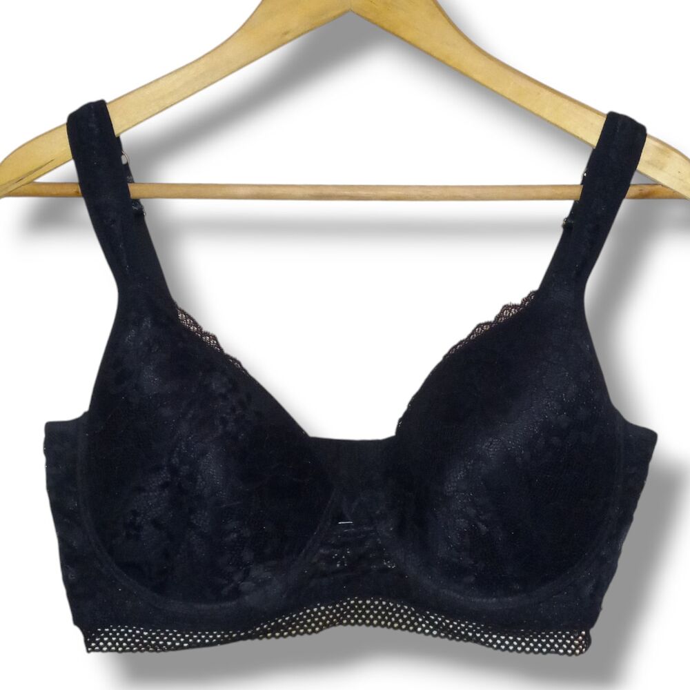 Jessica Simpson Black Underwire Bra-Size 40C-Padded Straps-Lined-Mesh Sides